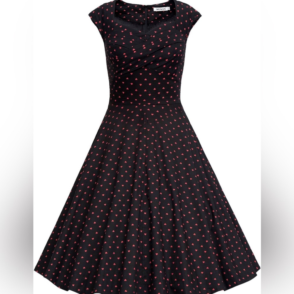 Women's Vintage Print Cap Sleeve Dress Size M